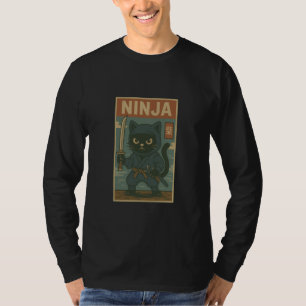 Retro Ninja Cat Shadow Warrior from Old Tokyo T-Shirt