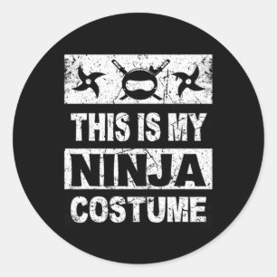 Retro Ninja Costume  Halloween For Boy Kids Men  Classic Round Sticker
