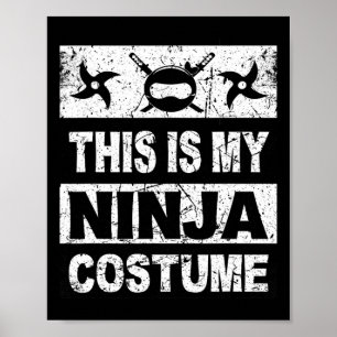 Retro Ninja Costume Halloween For Boy Kids Men Poster