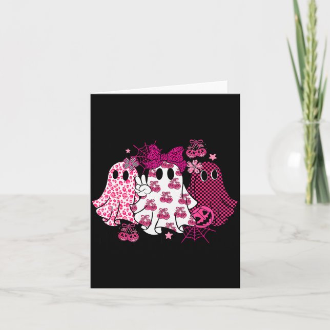 Retro Nk Leopard Pumpkin Ghost Halloween Women Gir Card (Front)