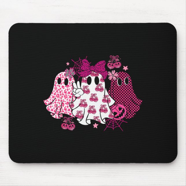 Retro Nk Leopard Pumpkin Ghost Halloween Women Gir Mouse Mat (Front)