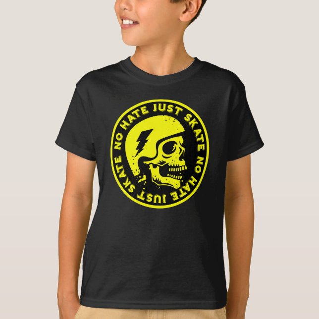 Retro no Hate Just Skate Skull T-Shirt (Front)