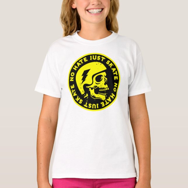 Retro no Hate Just Skate Skull T-Shirt (Front)