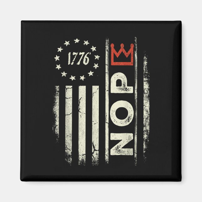 Retro No Kings Protest Sign Vertical American Flag Magnet (Front)