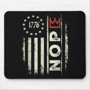 Retro No Kings Protest Sign Vertical American Flag Mouse Mat