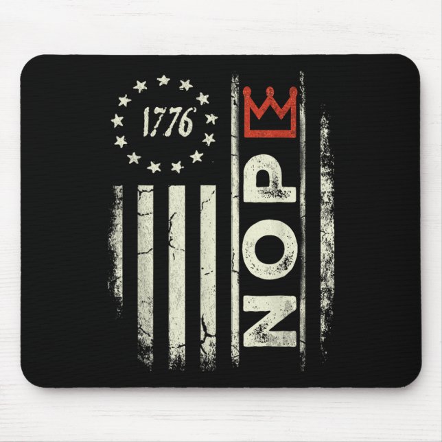 Retro No Kings Protest Sign Vertical American Flag Mouse Mat (Front)