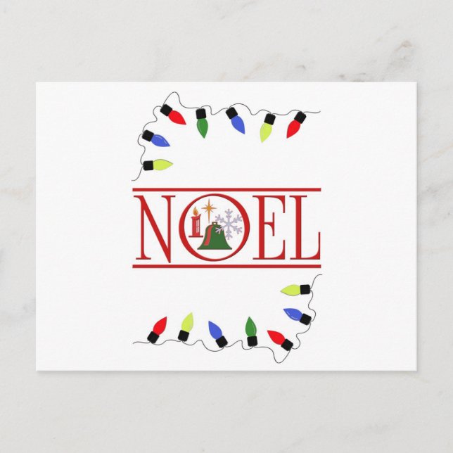 retro NOEL string of lights Holiday Postcard (Front)
