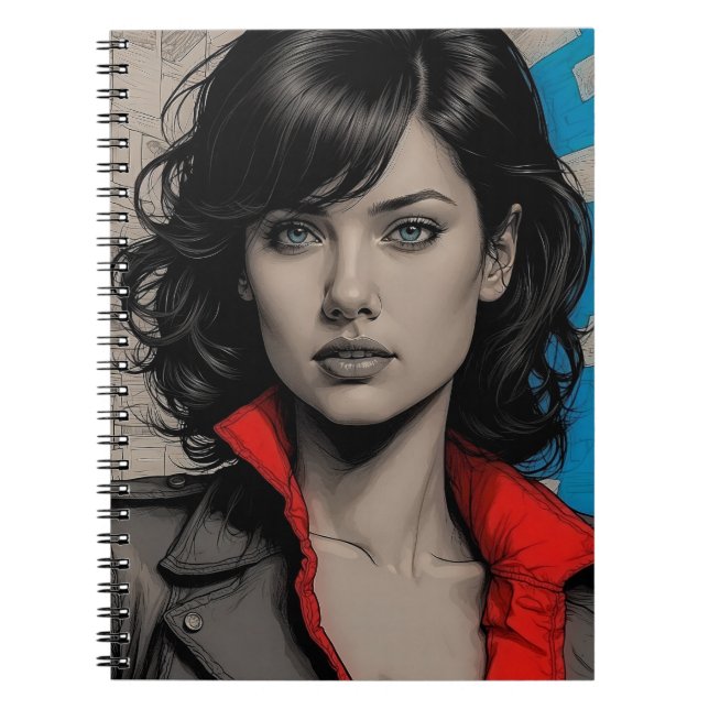 Retro Noir Elegance: Dark Feminine Art Notebook (Front)