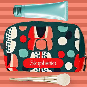 Retro Nordic Pattern on Deep Green Cosmetics Bag