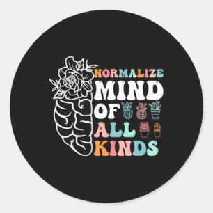 Retro Normalise Mind Of All Kinds Autism Awareness Classic Round Sticker
