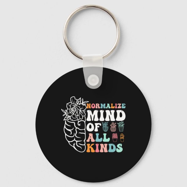 Retro Normalise Mind Of All Kinds Autism Awareness Key Ring (Front)