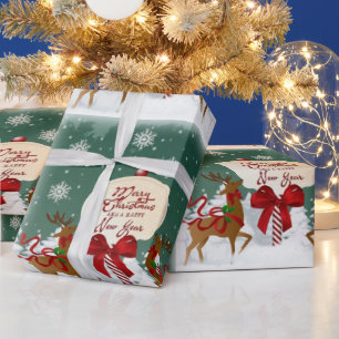 Retro North Pole Reindeer Christmas Craft or  Wrapping Paper