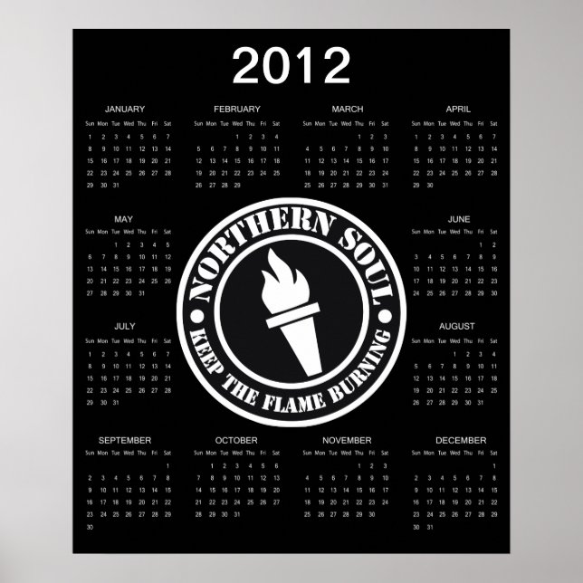 Retro Northern Soul 2012 calendar Poster (Front)