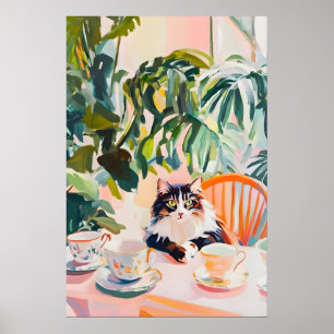 Retro Norwegian Forest Cat Poster, Norwegian Poster