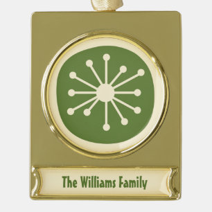 Retro Nostalgic 50s Mid Century Atomic Age Minimal Gold Plated Banner Ornament