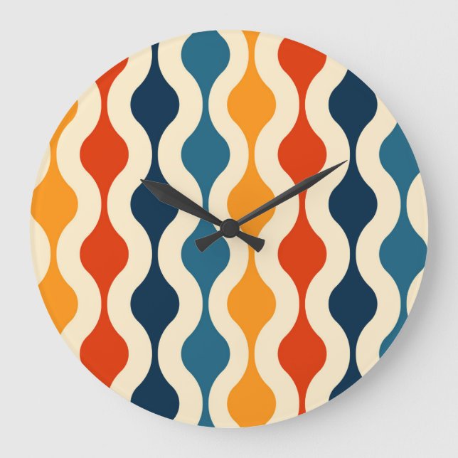 Retro nostalgic, colourful, seamless background. large clock (Front)