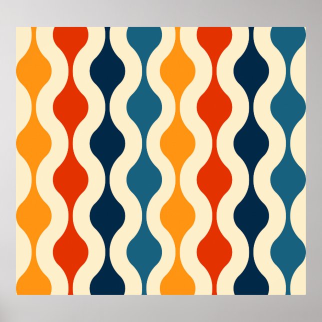 Retro nostalgic, colourful, seamless background. poster (Front)