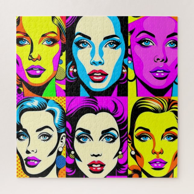 Retro Nostalgic Pop Art Woman: Vibrant & Colourful Jigsaw Puzzle (Vertical)