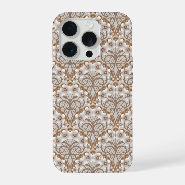 Retro Nouveau - Natures Curves and Timeless Blooms iPhone Case (Back)