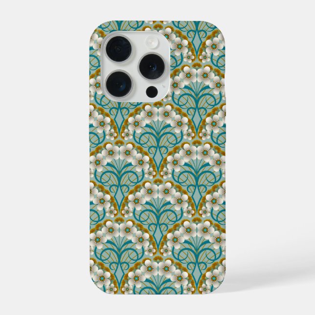 Retro Nouveau - Natures Curves and Timeless Blooms iPhone Case (Back)