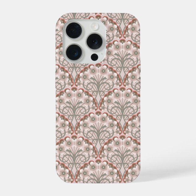 Retro Nouveau - Natures Curves and Timeless Blooms iPhone Case (Back)