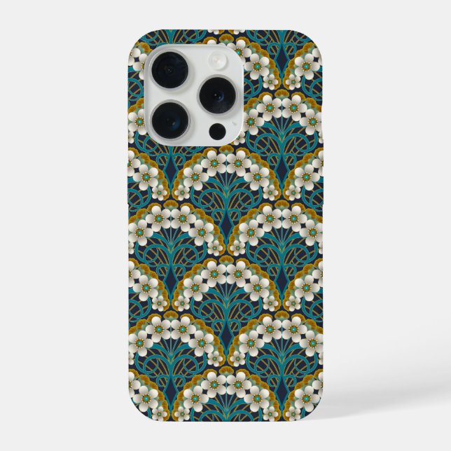 Retro Nouveau - Natures Curves and Timeless Blooms iPhone Case (Back)