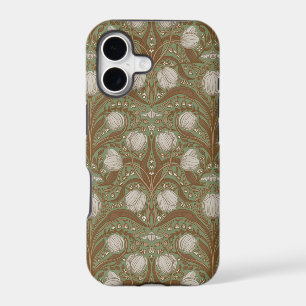 Retro Nouveau Tulips in orange and teal