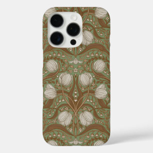 Retro Nouveau Tulips in orange and teal iPhone 16 Pro Case
