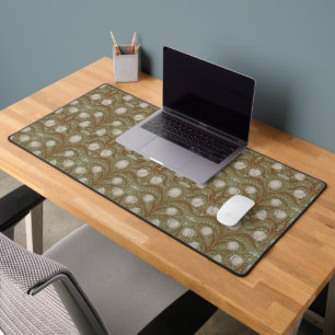 Retro Nouveau Tulips in orange and teal Desk Mat