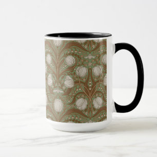 Retro Nouveau Tulips in orange and teal Mug