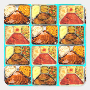 Retro Novelty TV Dinners Trays Square Sticker