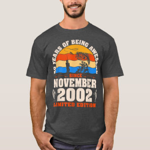 Retro November 2002 20 Year Old Fishing Lover 20th T-Shirt