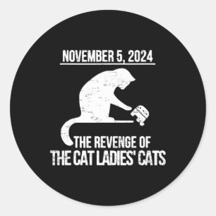 Retro November 5 Cat Kamala Harris For President 2 Classic Round Sticker