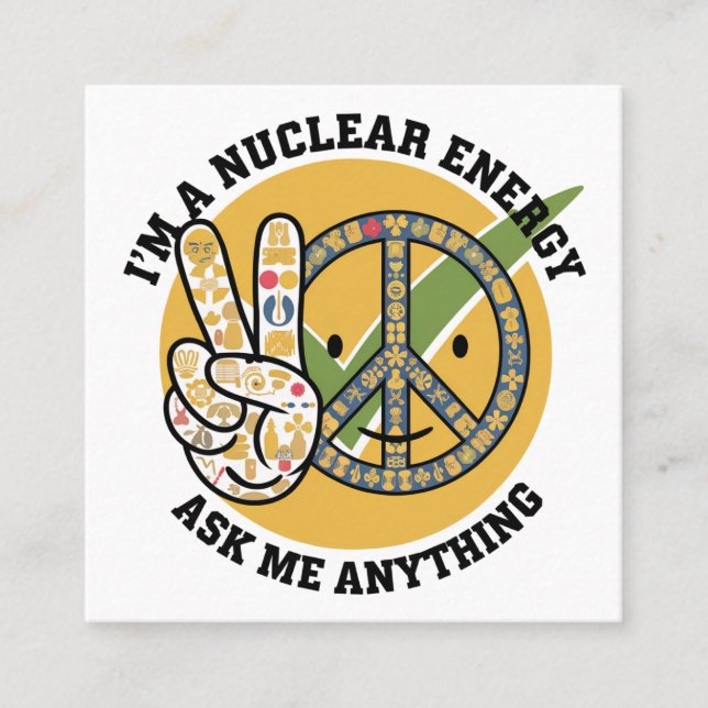 Retro Nuclear Energy design vector art gift  Square Business Card (Front)