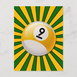 RETRO NUMBER 9 BILLIARDS BALL POSTCARD