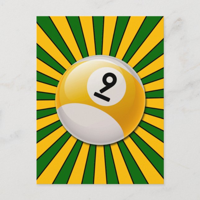 RETRO NUMBER 9 BILLIARDS BALL POSTCARD (Front)