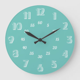 Retro Number Wall Clock with Minutes and Hours
