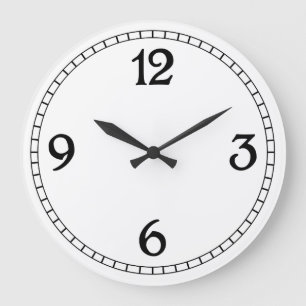 Retro Numbers Black White Wall Clock
