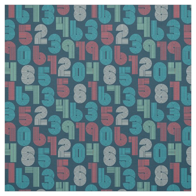 Retro Numbers Ultramarine Blue Fabric (Swatch)