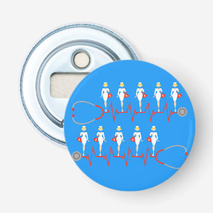 Retro Nurse Button Bottle Opener