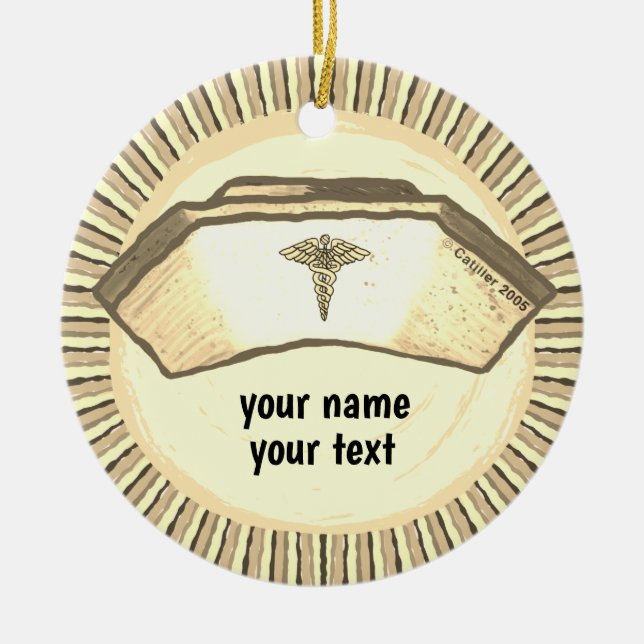 Retro Nurse Cap Ceramic Tree Decoration (Front)
