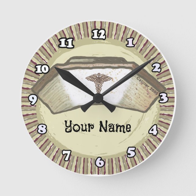 Retro Nurse Cap  Round Clock (Front)