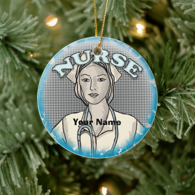 Retro nurse  ceramic tree decoration (Tree)