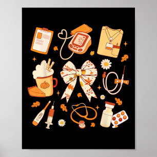 Retro Nurse Fall Thanksgiving Nurse Medical Rn Pic Poster