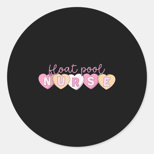Retro Nurse Float Ol Valentines Heart Icu Med Surg Classic Round Sticker (Front)