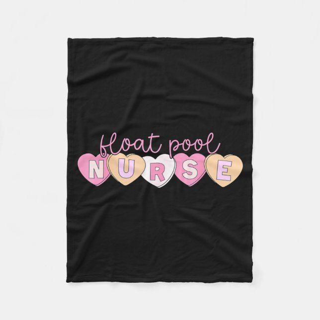 Retro Nurse Float Ol Valentines Heart Icu Med Surg Fleece Blanket (Front)