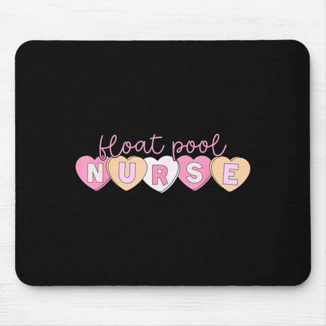 Retro Nurse Float Ol Valentines Heart Icu Med Surg Mouse Mat (Front)