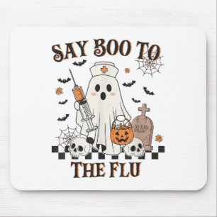 Retro Nurse Ghost Halloween Vaccine Say Boo To The Mouse Mat