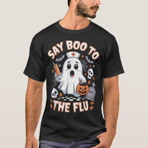 Retro Nurse Ghost Halloween Vaccine Say Boo To The T-Shirt