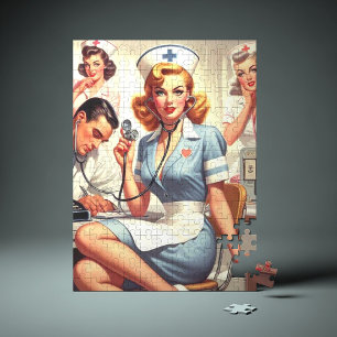 Retro Nurse Illustration Jigsaw Puzzle